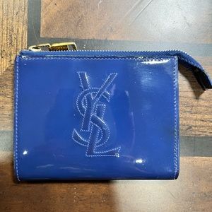YSL Electric Blue Patent Leather Mini Pouch / Card Holder
